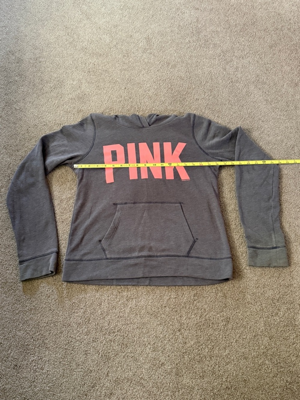 PINK Victoria's Secret Charcoal Hoodie with Coral Logo